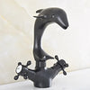 Dolphin Style Black Oil Rubbed Bronze Deck Mounted Bathroom Basin Faucet