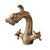 Dragon Shaped Deck Mounted Brass Basin Faucet Dual Handle