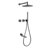 Dual Knob Hot Cold Bathroom Brass Wall-Mount Shower Faucet System Set