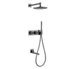 Dual Knob Hot Cold Bathroom Brass Wall-Mount Shower Faucet System Set