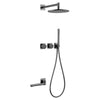 Dual Knob Hot Cold Bathroom Brass Wall-Mount Shower Faucet System Set