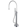 Floor Decked Brass Rotate Spout Bathtub Mixer Tap Bathtub Faucet Set