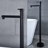 Flooring Bath Faucet with Handheld Shower Black Bathtub Mixer Tap
