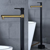 Flooring Bath Faucet with Handheld Shower Black Bathtub Mixer Tap