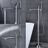 Flooring Bath Faucet with Handheld Shower Black Bathtub Mixer Tap
