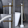 Flooring Bath Faucet with Handheld Shower Black Bathtub Mixer Tap