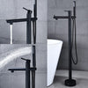Flooring Bath Faucet with Handheld Shower Black Bathtub Mixer Tap