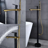 Flooring Bath Faucet with Handheld Shower Black Bathtub Mixer Tap