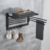 Foldable Aluminum 7 Bar Towel Rack with 5 Hooks Bathroom Storage Rack