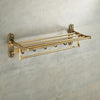 Foldable Antique Brass Towel Holder Double Towel Shelf With Hooks