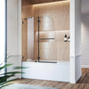 Glass Frameless Hinged Shower Door with Aluminum Handle Black Finish