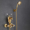 Gold Bathtub Faucet Crystal Handle Bath Sets with Hand Shower Mixer Tap