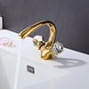 Gold Brass Double Handle Bathroom Basin Faucet Hot Cold Water Mixer