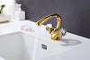 Gold Brass Double Handle Bathroom Basin Faucet Hot Cold Water Mixer