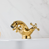 Gold Brass Double Handle Bathroom Basin Faucet Hot Cold Water Mixer