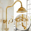 Gold Plated Jade Rain Shower Faucet Mixer Tap Shower Faucet Head Set