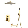 Gold Rain Shower Bath Faucet Wall Mounted Bathtub Shower Mixer Tap