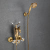 Gold Swan Bathtub Faucet Crystal Handle Bath Sets with Hand Shower Mixer Tap