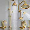 Gold Swan Shower System Solid Brass Vintage Rainfall Shower with Mixer