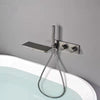 Gun Grey Brass Bathtub Shower Faucet Set Hot and Cold Mixer Crane Tap