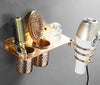 Hair Dryer Holder Space Bathroom Wallshelf Hair Dryer Rack with Basket
