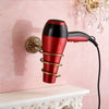 Hair Dryer Rack Carved Floral Pattern Antique Brass Bathroom Organizer