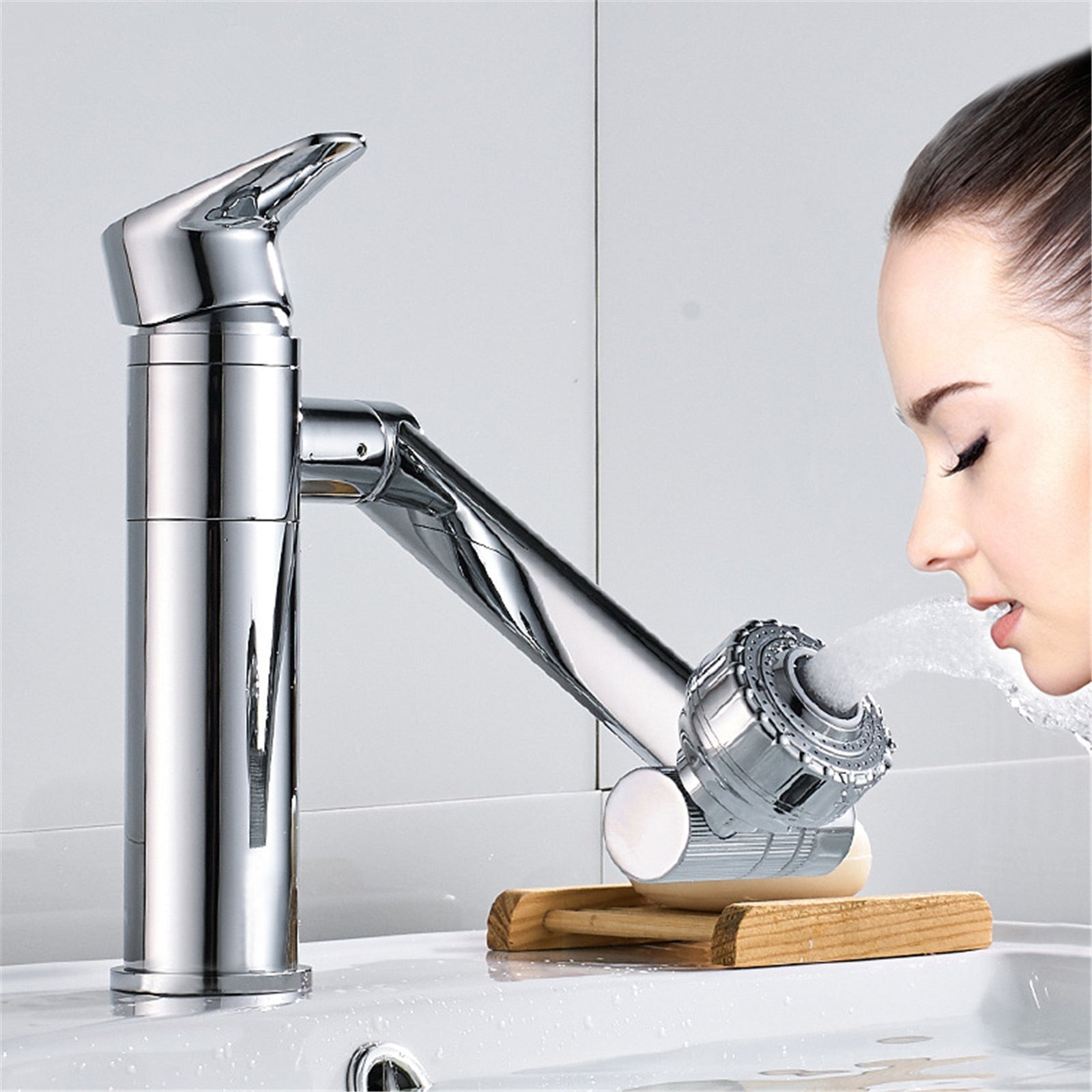 Movable Faucet for Kitchen Sink, 360 Degree Rotation Tap Shower