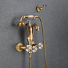 Index Bath Golden Brass Bath Shower Faucet Set Wall Mounted Swan Bathroom Faucet