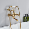 Index Bath Golden Brass Bath Shower Faucet Set Wall Mounted Swan Bathroom Faucet