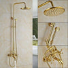 Index Bath Golden Brass Shower Faucet With Dual Handle 8' Rainfall Showerhead System Set