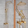 Index Bath Golden Brass Shower Faucet With Dual Handle 8' Rainfall Showerhead System Set