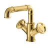 Industrial Style Single Hole Dual Handle Brass Bathroom Basin Faucet