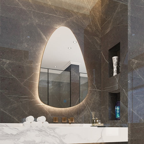 Light Bathroom Mirror Aesthetic Makeup Modern Style Mirror Squares Led  Nordic Wall Decoration Espelho Parede Bathroom