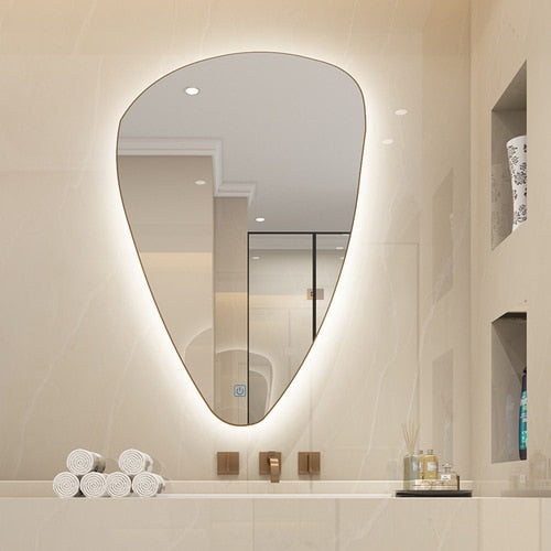 Light Bathroom Mirror Aesthetic Makeup Modern Style Mirror Squares Led  Nordic Wall Decoration Espelho Parede Bathroom