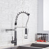 Kitchen Spring Faucet Pull Down Pull Out Dual Spouts 360 Rotation Tap