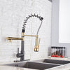 Kitchen Spring Faucet Pull Down Pull Out Dual Spouts 360 Rotation Tap