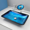 Large Tempered Glass Vessel Sink Countertop Bathroom Basin with Faucet