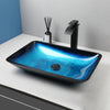 Large Tempered Glass Vessel Sink Countertop Bathroom Basin with Faucet