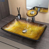 Large Tempered Glass Vessel Sink Countertop Bathroom Basin with Faucet
