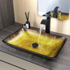 Large Tempered Glass Vessel Sink Countertop Bathroom Basin with Faucet