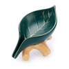 Leaf Shape Ceramic Soap Dish Holder Waterfall Self Draining Soap Tray