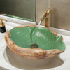 Leaf Style Ceramic Vessel Sink Artistic Bathroom Basin Faucet Drain