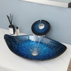 Leaf Style Tempered Glass Vessel Sink Set Art Bathroom Wash Basin Sink