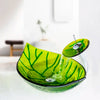 Leaf Style Tempered Glass Vessel Sink Set Art Bathroom Wash Basin Sink
