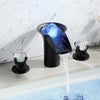 LED Bathroom Faucet Widespread Sink Tap Solid Brass Crystal Handles
