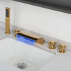 LED Brass Waterfall Filler Faucet with Handheld Shower Bathtub Faucet