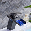 LED Light Basin Faucet Waterfall Deck Mounted Single Handle Mixer Tap