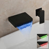 LED Waterfall Brass Bathtub Faucet Wall Mounted Bathroom Basin Tap
