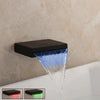 LED Waterfall Brass Bathtub Faucet Wall Mounted Bathroom Basin Tap