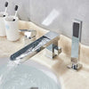 Long Spout Waterfall Brass Bathtub Faucet Water Mixer with Handshower